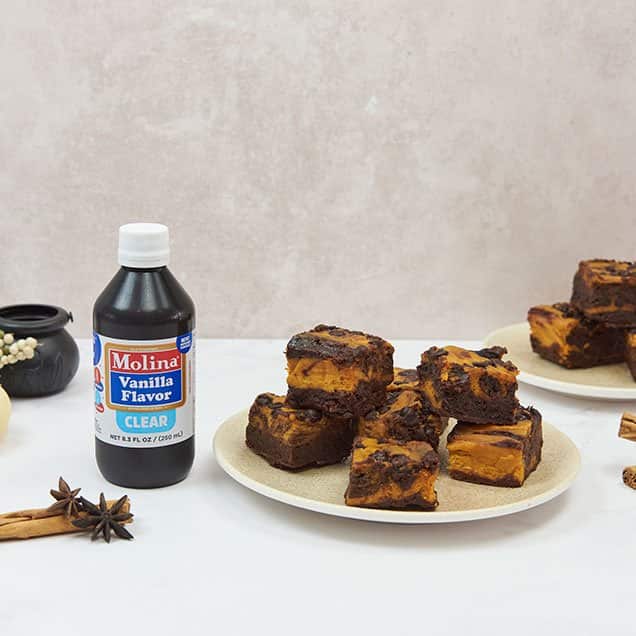 BROWNIES MARMOLEADOS DE CALABAZA Y CHEESECAKE
